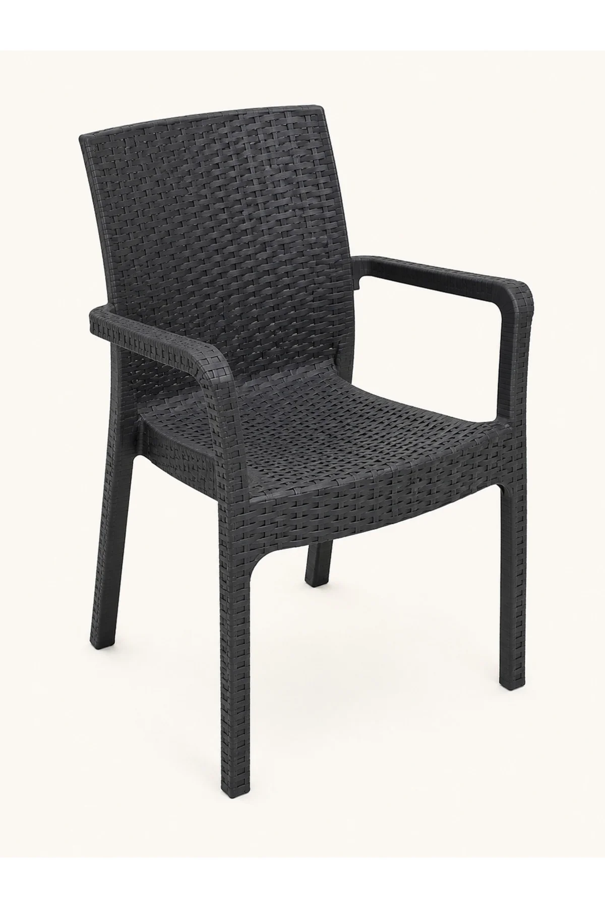 Veyra Rattan Kollu Plastik Bahçe & Balkon Sandalyesi | Dayanıklı, Geniş Oturum - 6 ADET - Antrasit 7