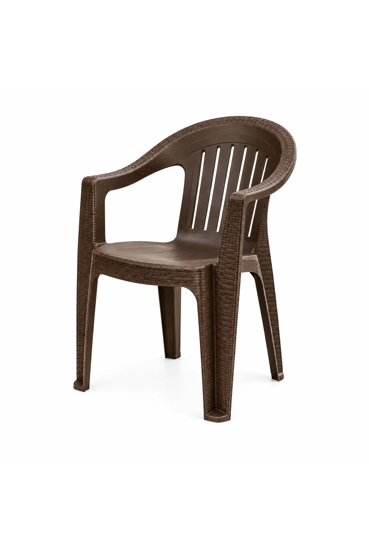 Rattan Desenli Kollu Plastik Bahçe & Balkon Sandalyesi | 6 Adet - Kahverengi 4