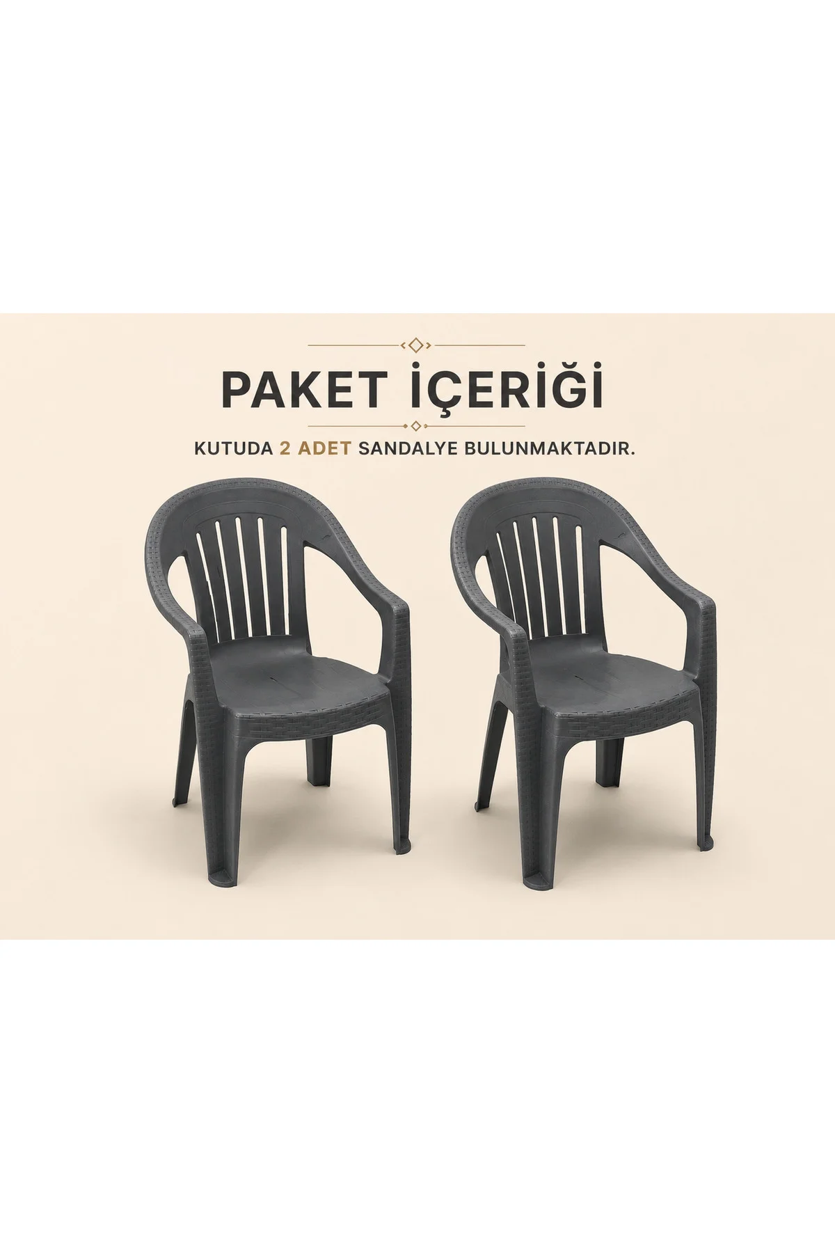 Rattan Desenli Kollu Sandalye | Bahçe & Balkon Sandalyesi - 2 ADET - Antrasit 6