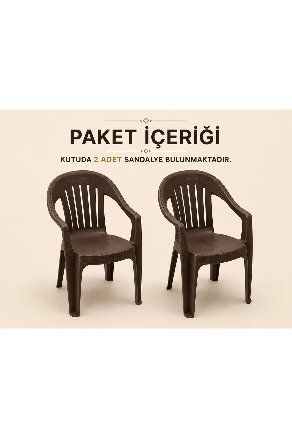 Rattan Desenli Kollu Sandalye | Bahçe & Balkon Sandalyesi - 2 ADET - Kahverengi 5