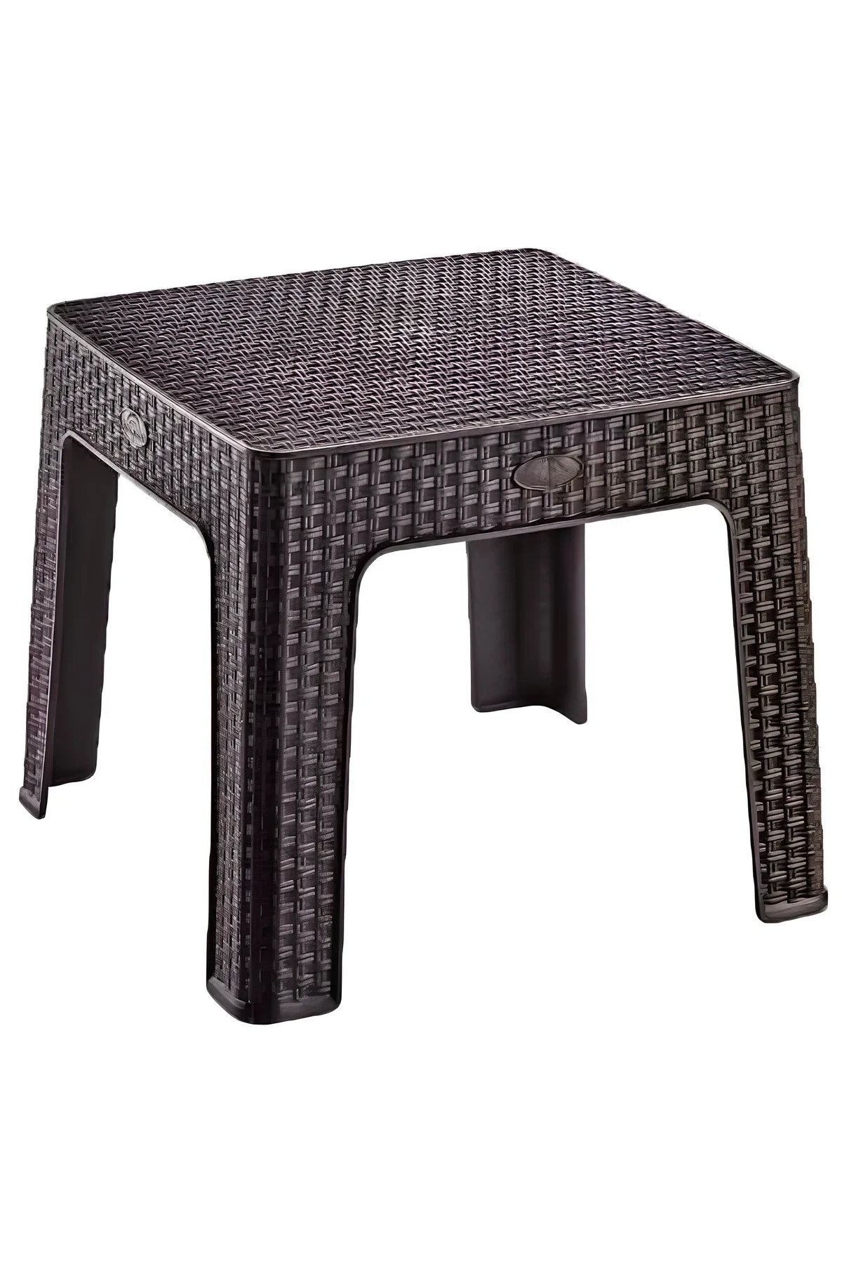 Rattan Desenli Pratik Yan Sehpa | Bahçe, Balkon, Şezlong ve Teras Sehpası 44x44x41 CM - Kahverengi 6
