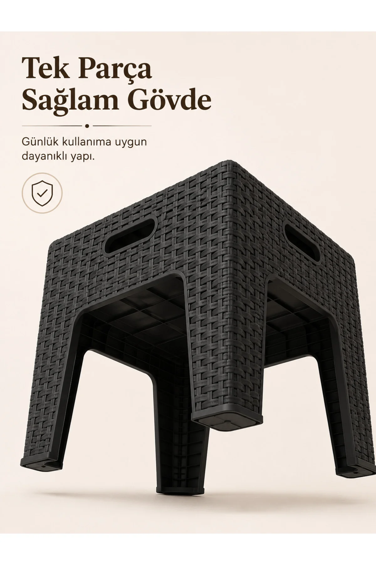 Rattan Desenli Dayanıklı Yan Sehpa | Bahçe, Balkon, Şezlong Sehpası 45x45x42 CM - Antrasit 5