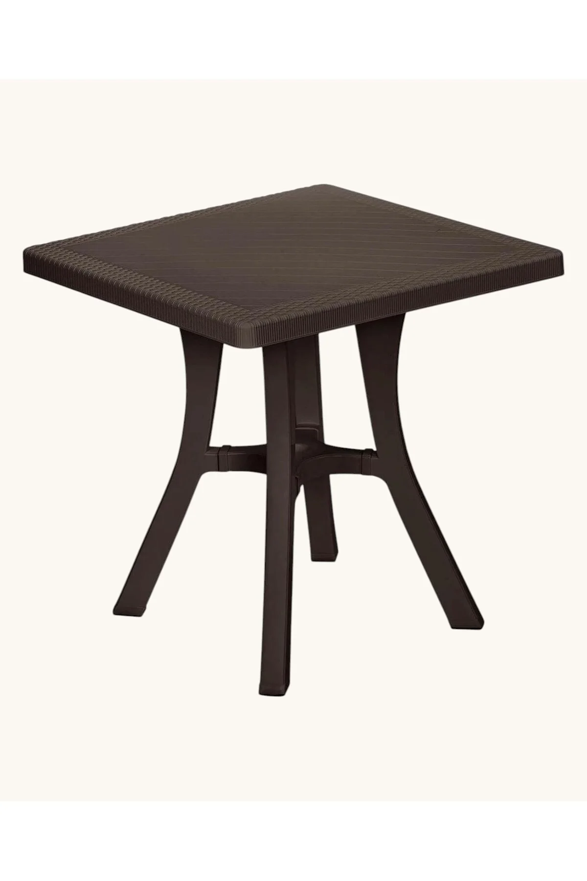 Rattan Desenli, Dayanıklı Kare Bahçe & Balkon Masası – 70x70 CM - Kahverengi 4
