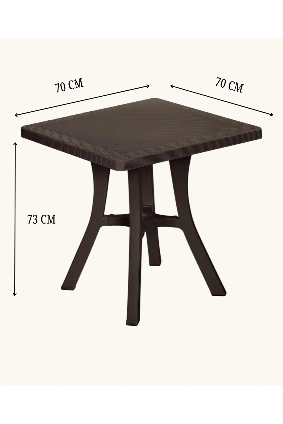 Rattan Desenli, Dayanıklı Kare Bahçe & Balkon Masası – 70x70 CM - Kahverengi 5