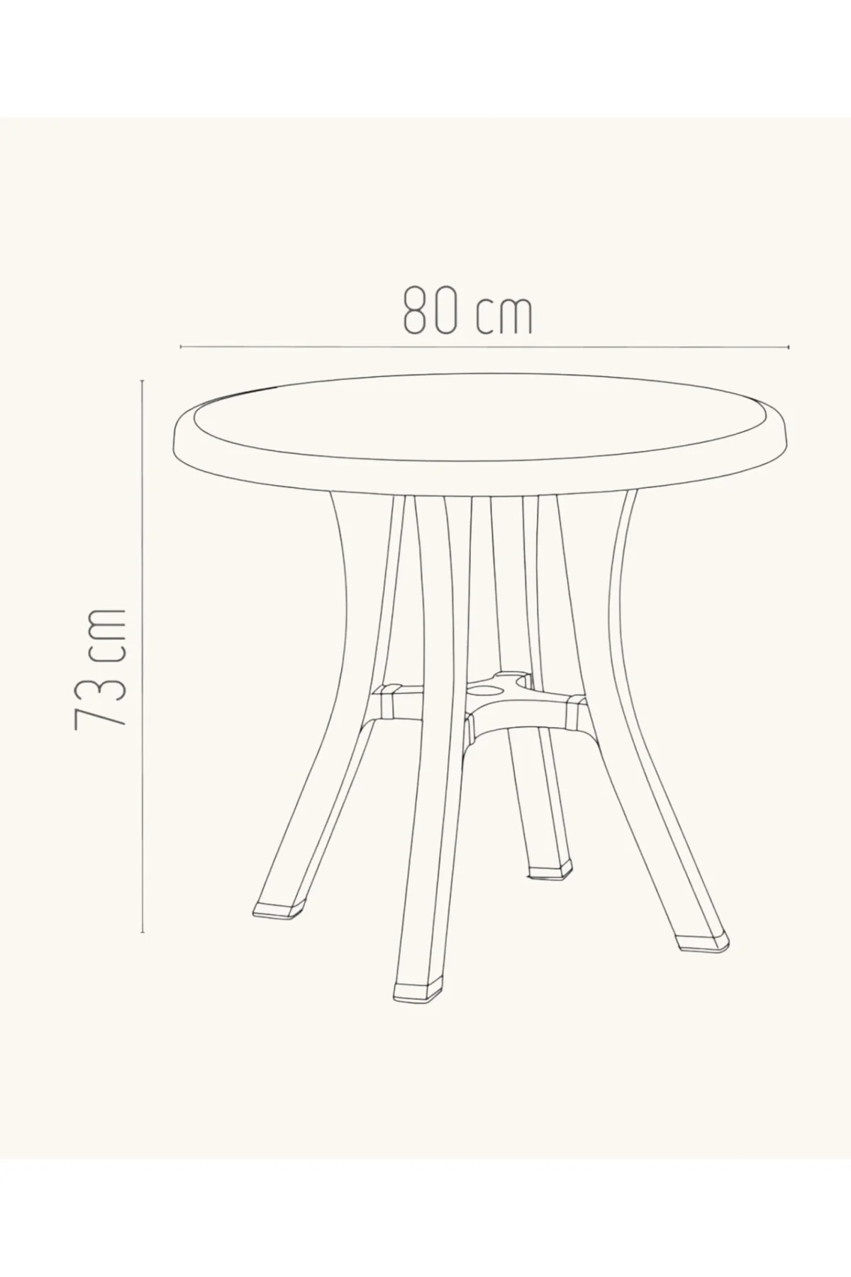 Rattan Desenli, Dayanıklı Yuvarlak Bahçe & Balkon Masası – 80 CM - Kahverengi 6